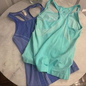 Two GAP racer back tops light green and purple